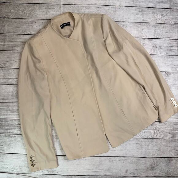 Karl Lagerfeld Paris Women's Beige Open Blazer Jacket with Stretch Size Large - Picture 1 of 6